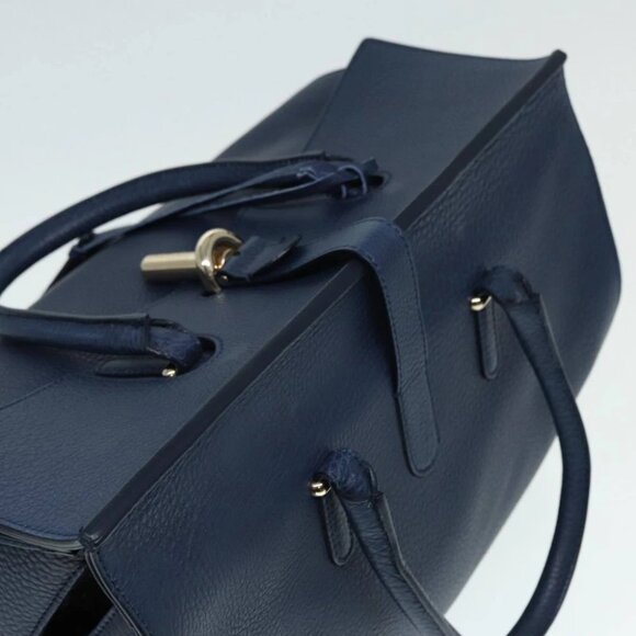BALENCIAGA Tube Round Hand Bag Leather Navy Auth ki4912V - Picture 14 of 16